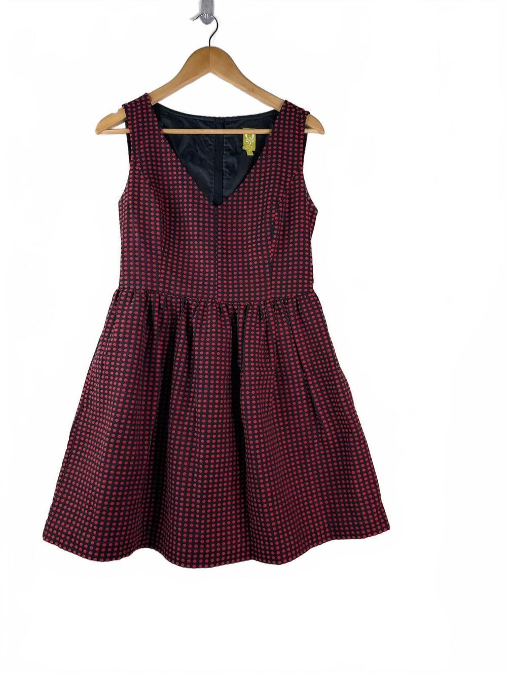 QMack Black and Red Polka Dot Fit and Flare Dress Size 6